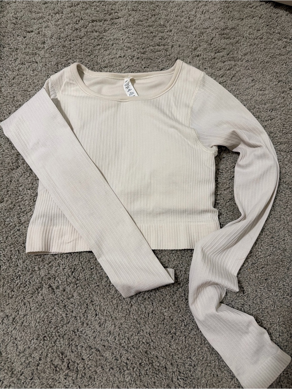 Lululemon Women’s Ribbed Long Sleeve Crop Top - Cream